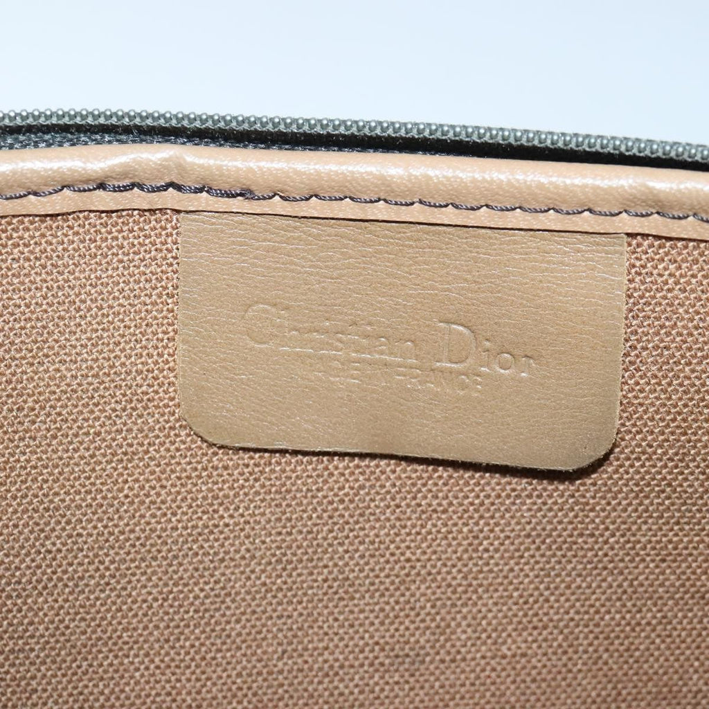 Christian Dior Vintage Honeycomb Zip Pouch Canvas And Leather Black Canvas Clutche & Pouche Bag (Pre-Owned)