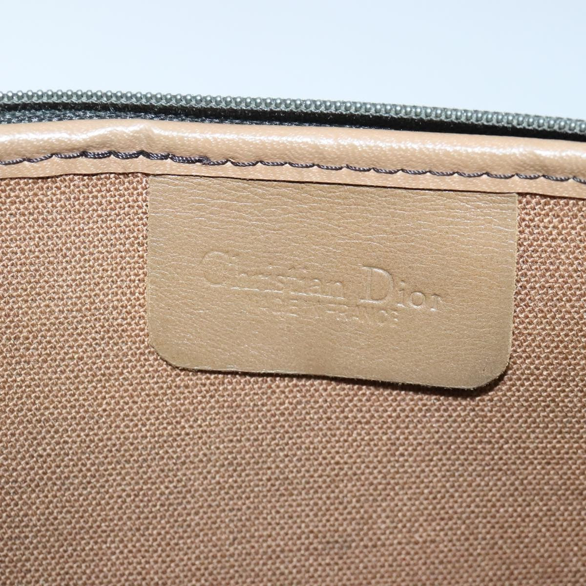 Christian Dior Vintage Honeycomb Zip Pouch Canvas And Leather Black Canvas Clutche & Pouche Bag (Pre-Owned)
