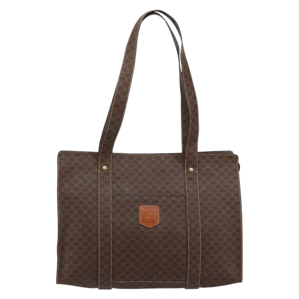 Celine Vintage Macadam Tote Bag Canvas Brown Canvas Tote Bag Bag