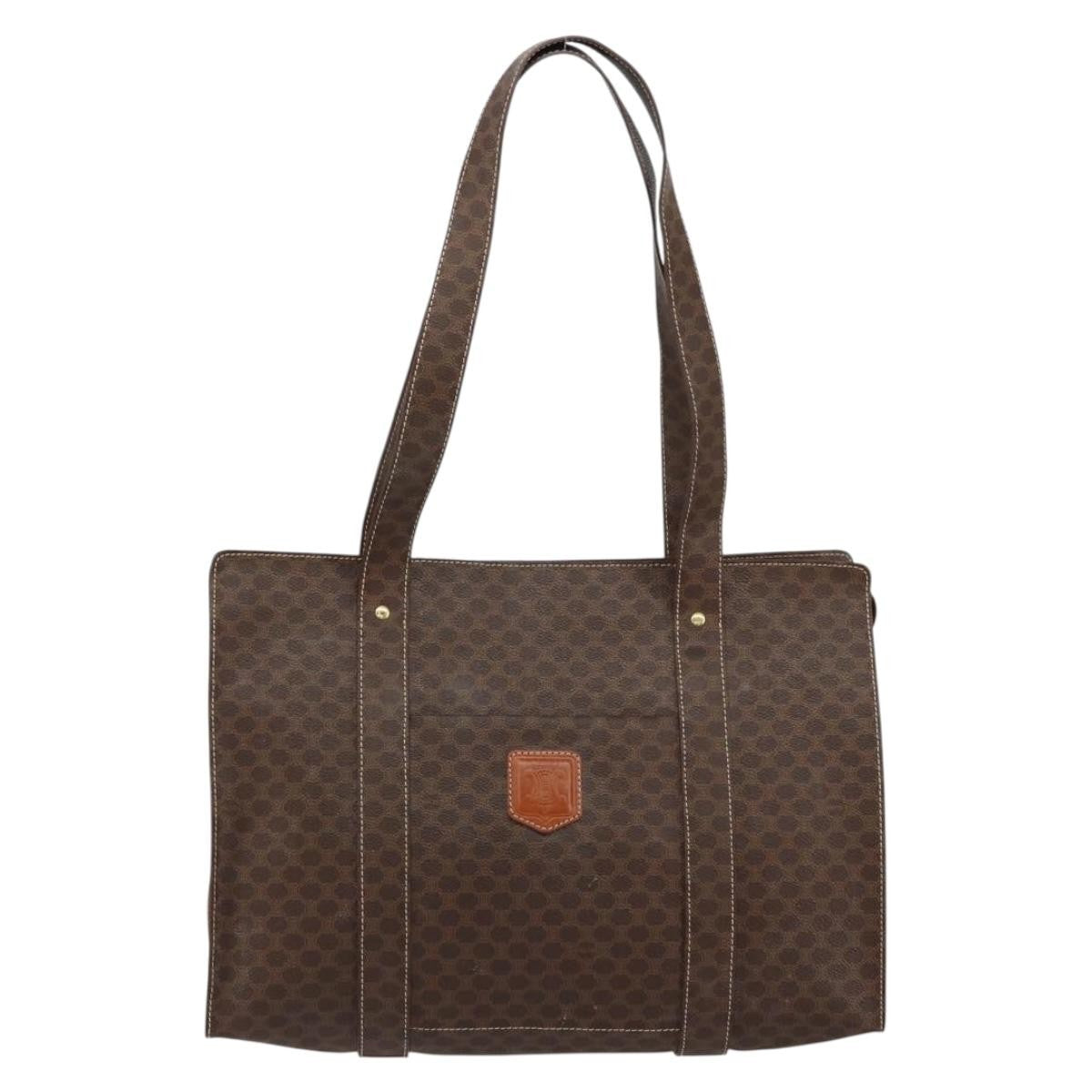 Celine Vintage Macadam Tote Bag Canvas Brown Canvas Tote Bag Bag