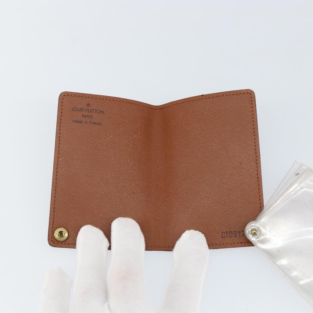 Louis Vuitton Porte Cartes Pression Card Case Monogram Canvas Brown Canvas Card Holders Accessory