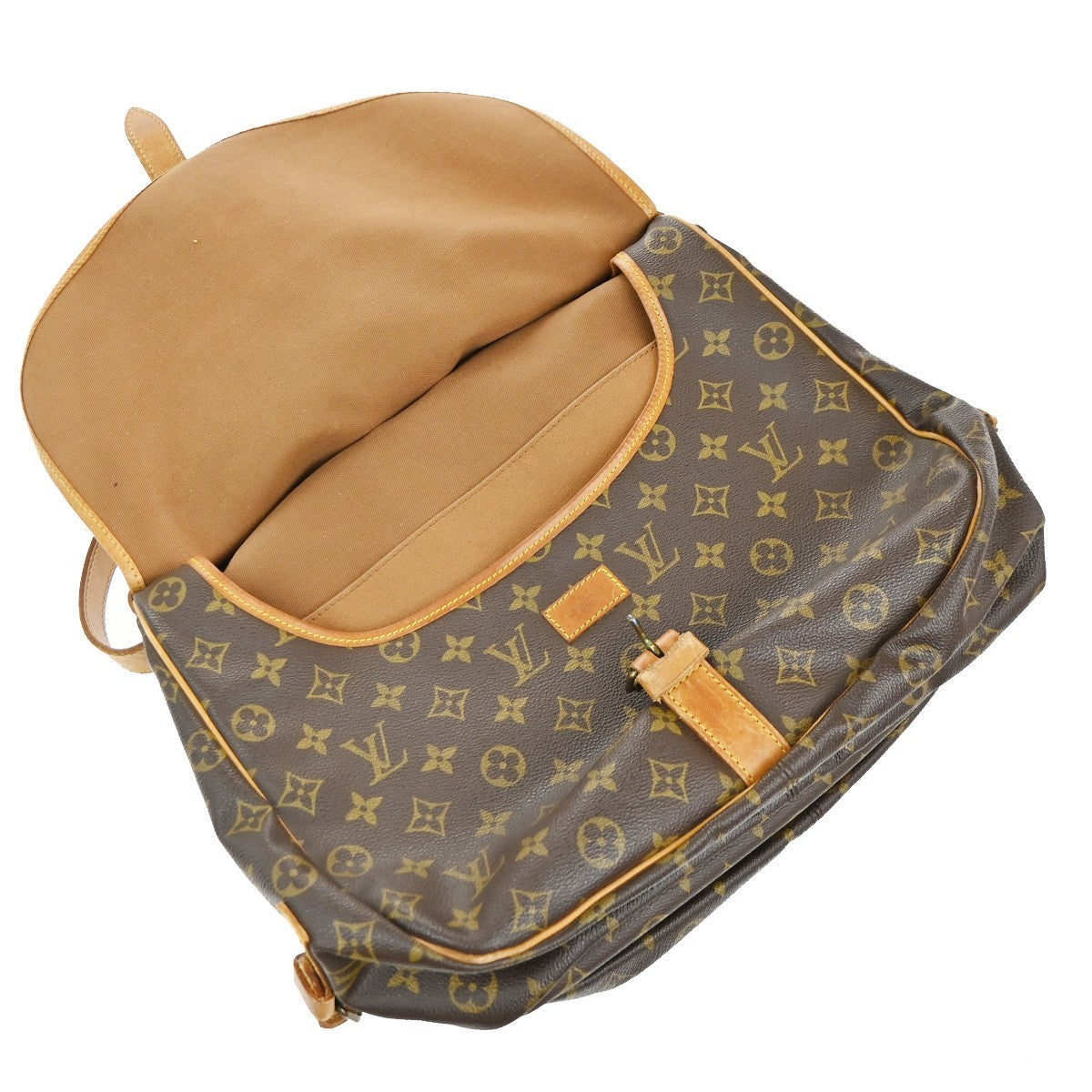 Louis Vuitton Saumur Handbag Monogram Canvas Brown Canvas Shoulder Bag