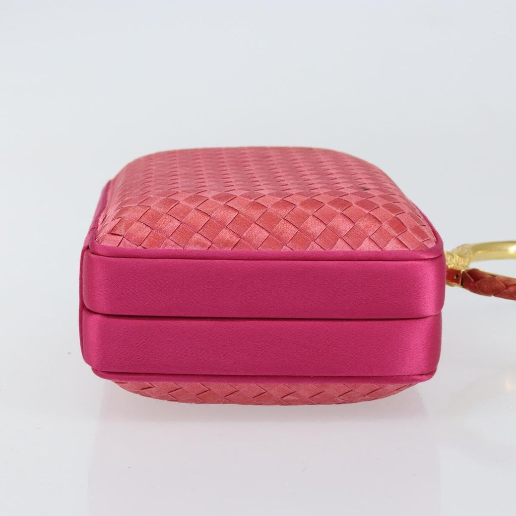 Bottega Veneta Intrecciato Clutch Bag Satin Pink Satin Clutche & Pouche Bag