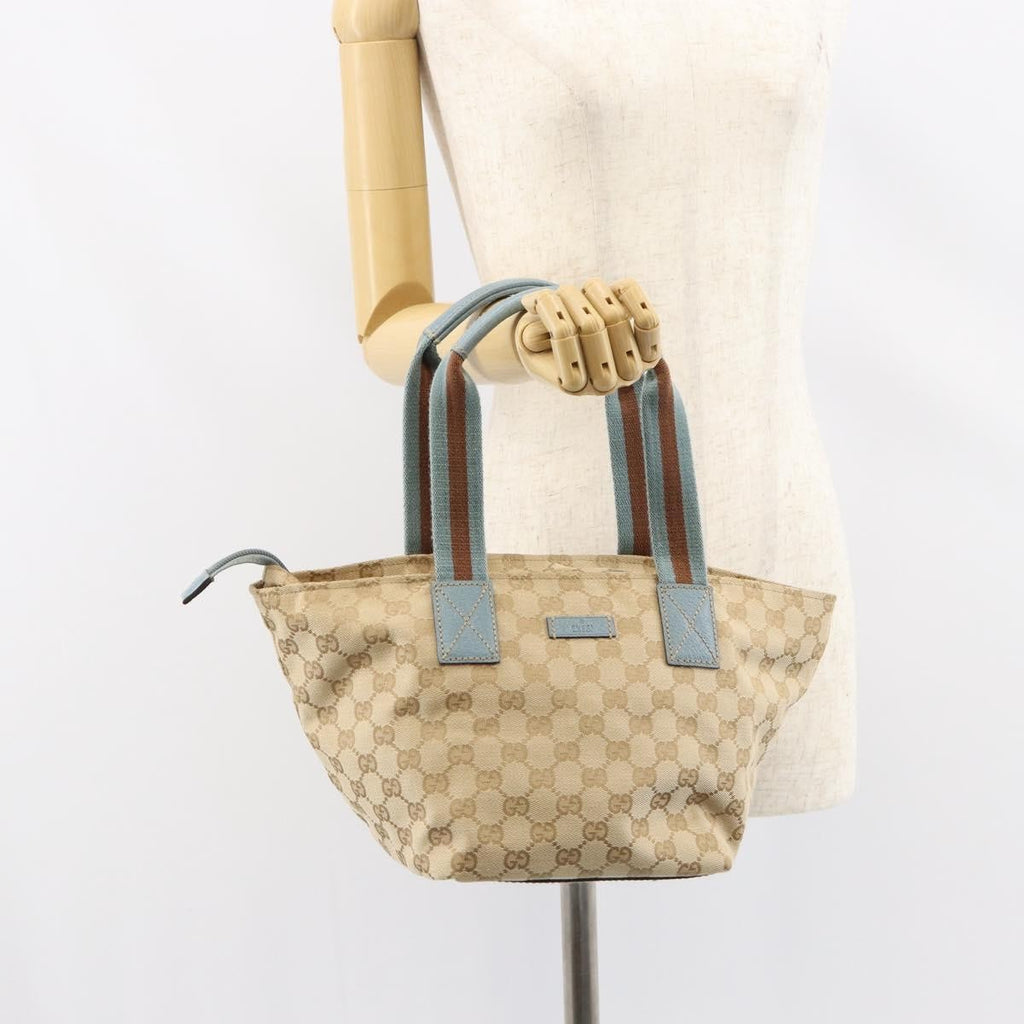 Gucci Web Zip Tote Gg Canvas Beige Canvas Tote Bag Bag (Pre-Owned)