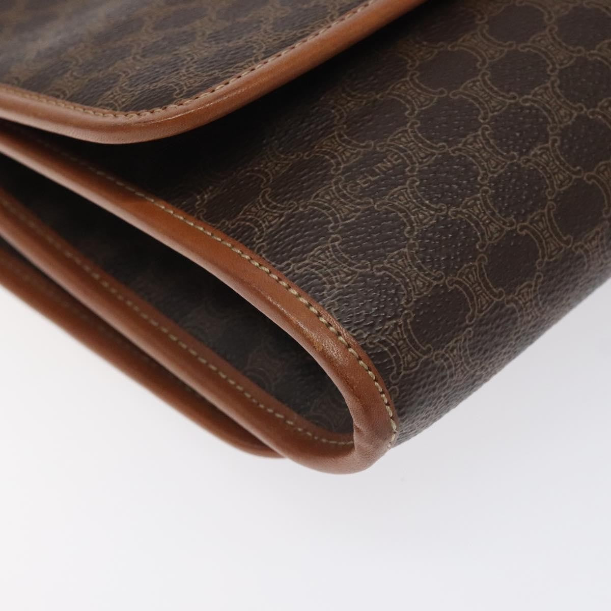 Celine Vintage Macadam Shoulder Bag Canvas And Leather Brown Canvas Shoulder Bag Bag