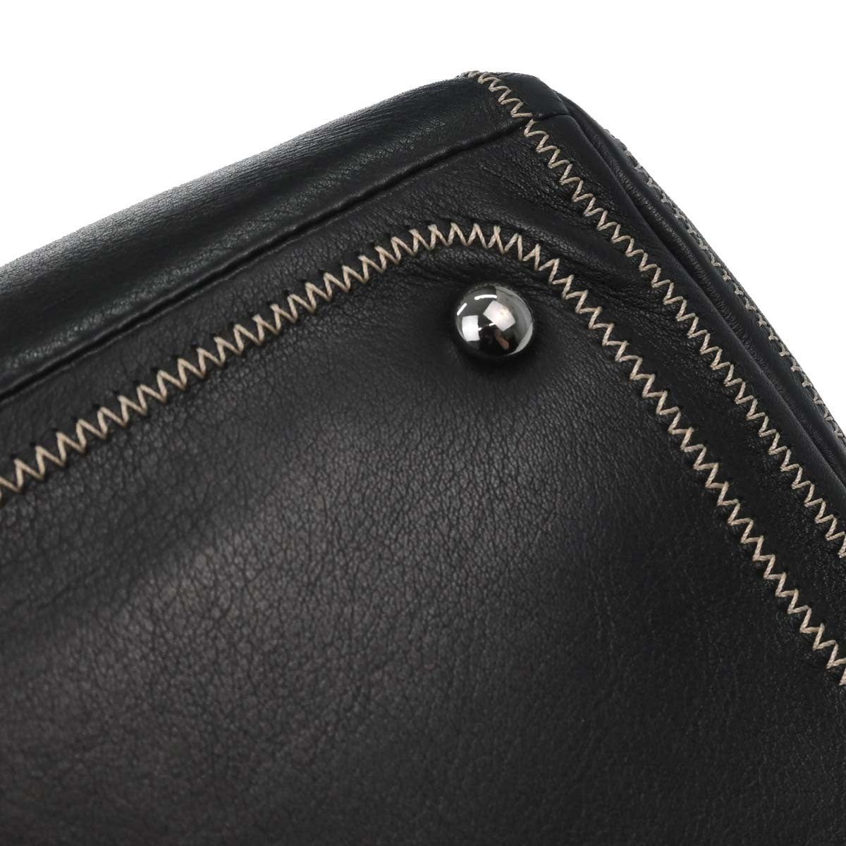 Chanel Cc Bowler Leather Black Leather Handbag