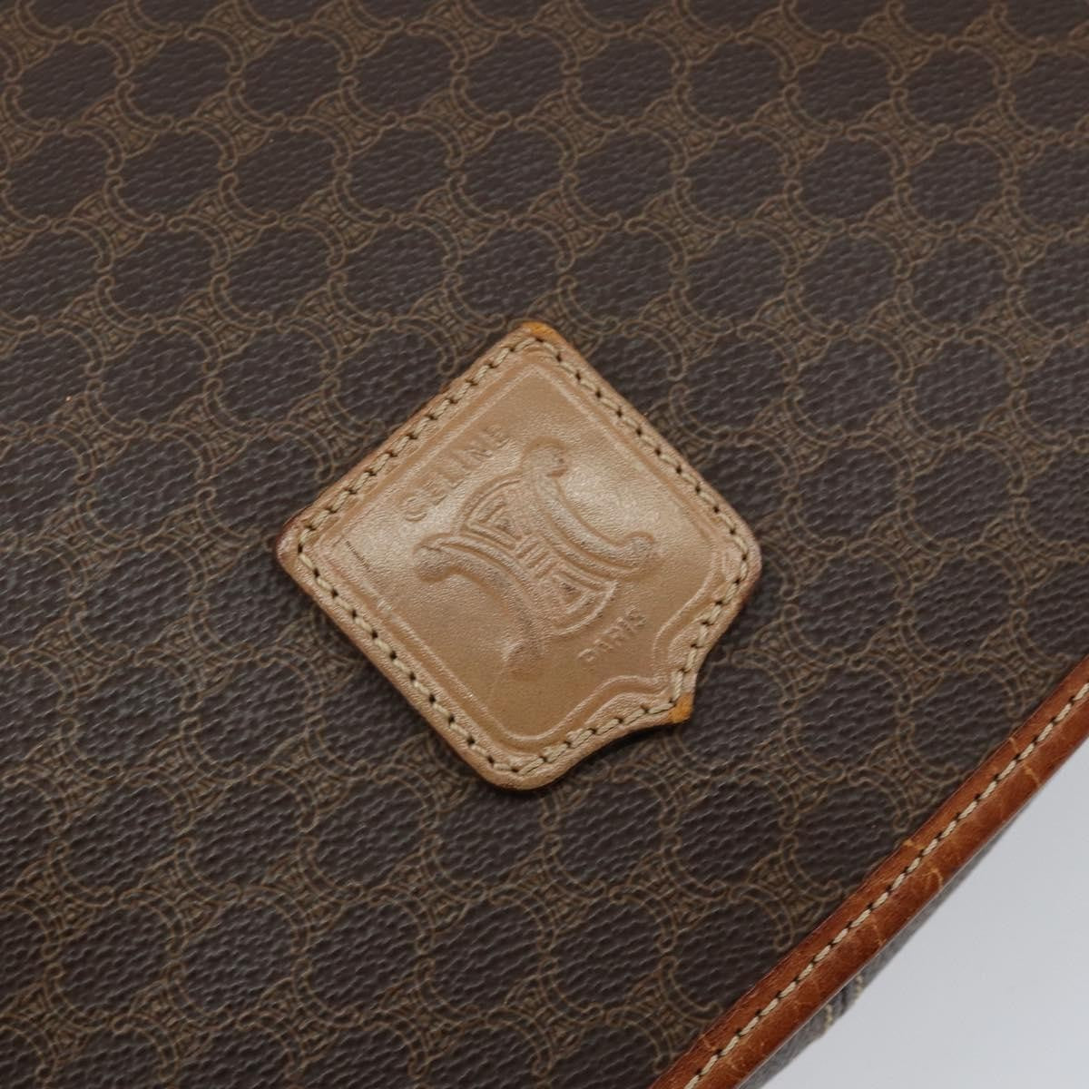 Celine Macadam Shoulder Bag Pvc Leather Brown Canvas Shoulder Bag Bag