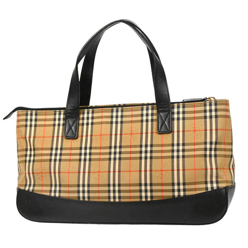 Burberry Nova Check Tote Nylon And Leather Beige Canvas Tote Bag