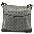 Gucci Zip Messenger Bag Gg Canvas With Perforated Leather Navy Canvas Shoulder Bag Bag (Pre-Owned)