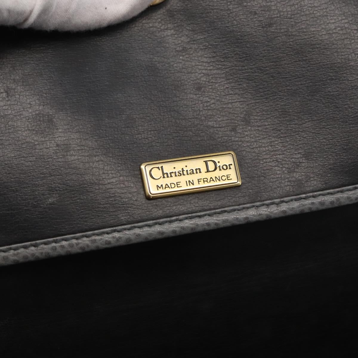 Christian Dior Vintage Cd Logo Shoulder Bag Leather Gray Leather Shoulder Bag Bag (Pre-Owned)
