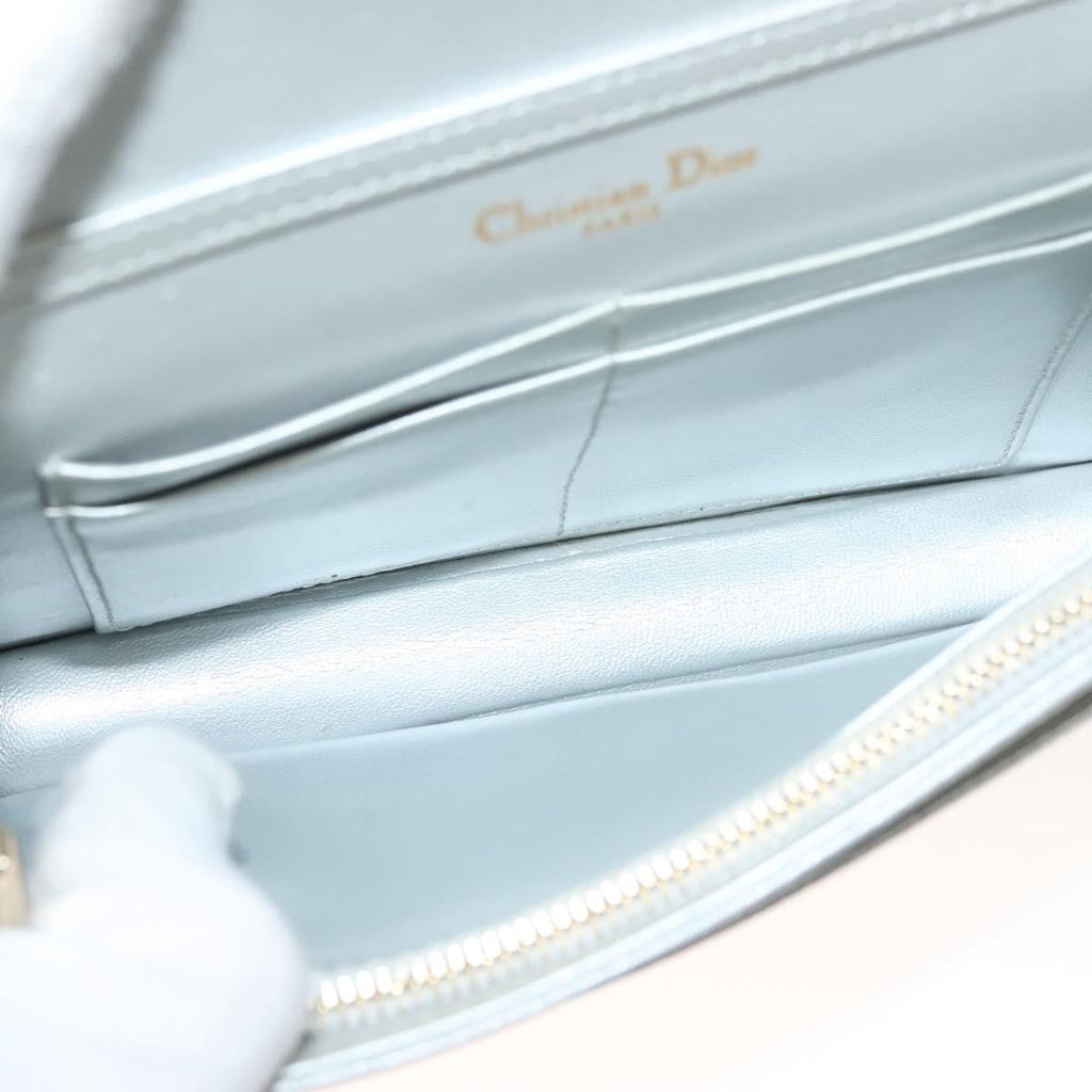 Christian Dior Diorama Wallet On Chain Leather Silver Leather Bag (Pre-Owned)