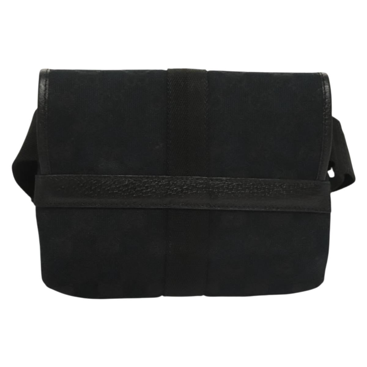 Gucci Buckle Belt Bag Gg Canvas Black Canvas Bag (Pre-Owned)