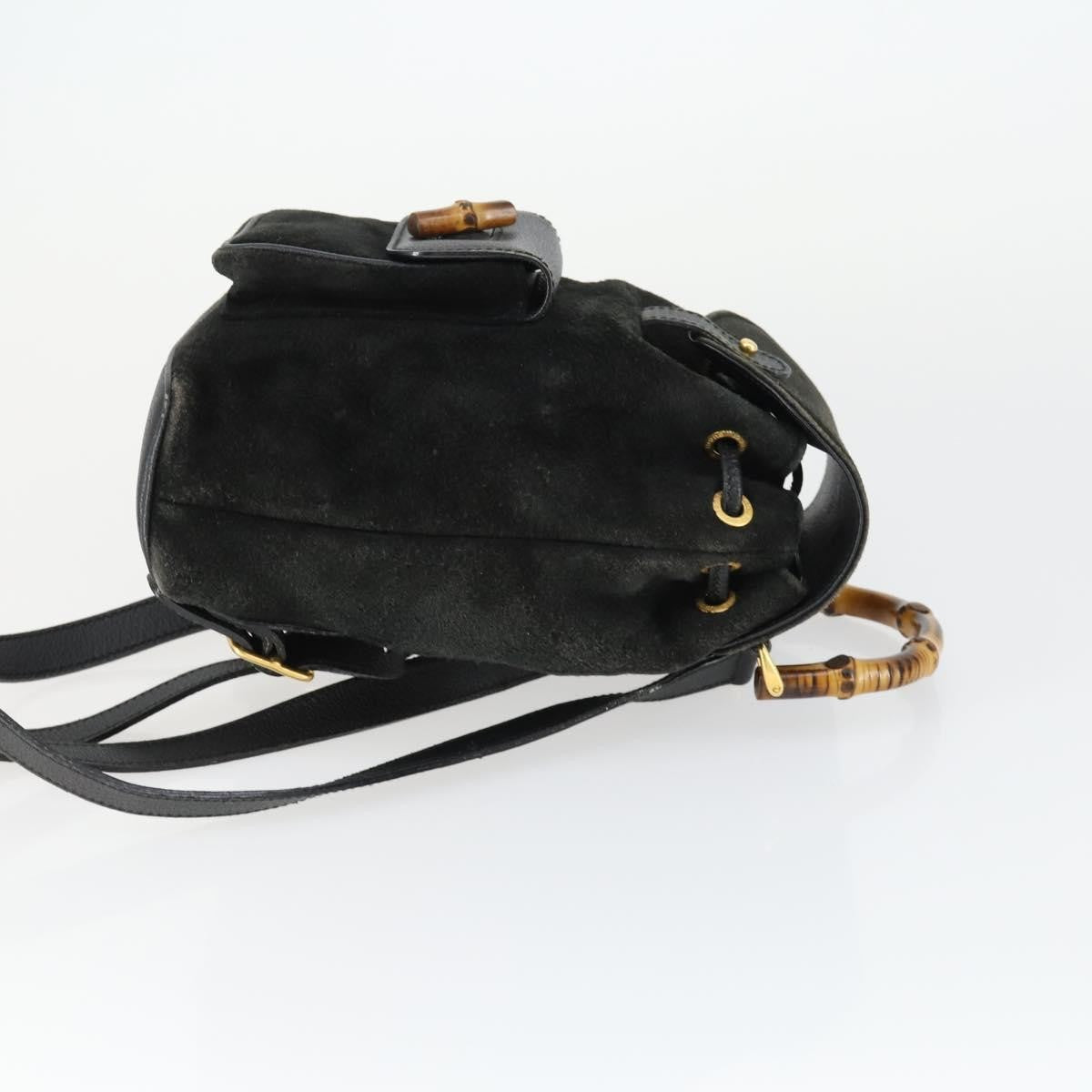 Gucci Gucci Bamboo Backpack Daim Black Suede Backpack Bag (Pre-Owned)