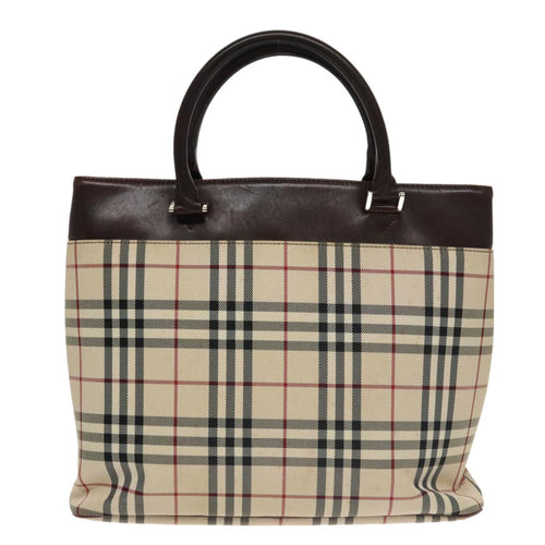 Burberry Nova Check Tote Canvas And Leather Beige Canvas Tote Bag