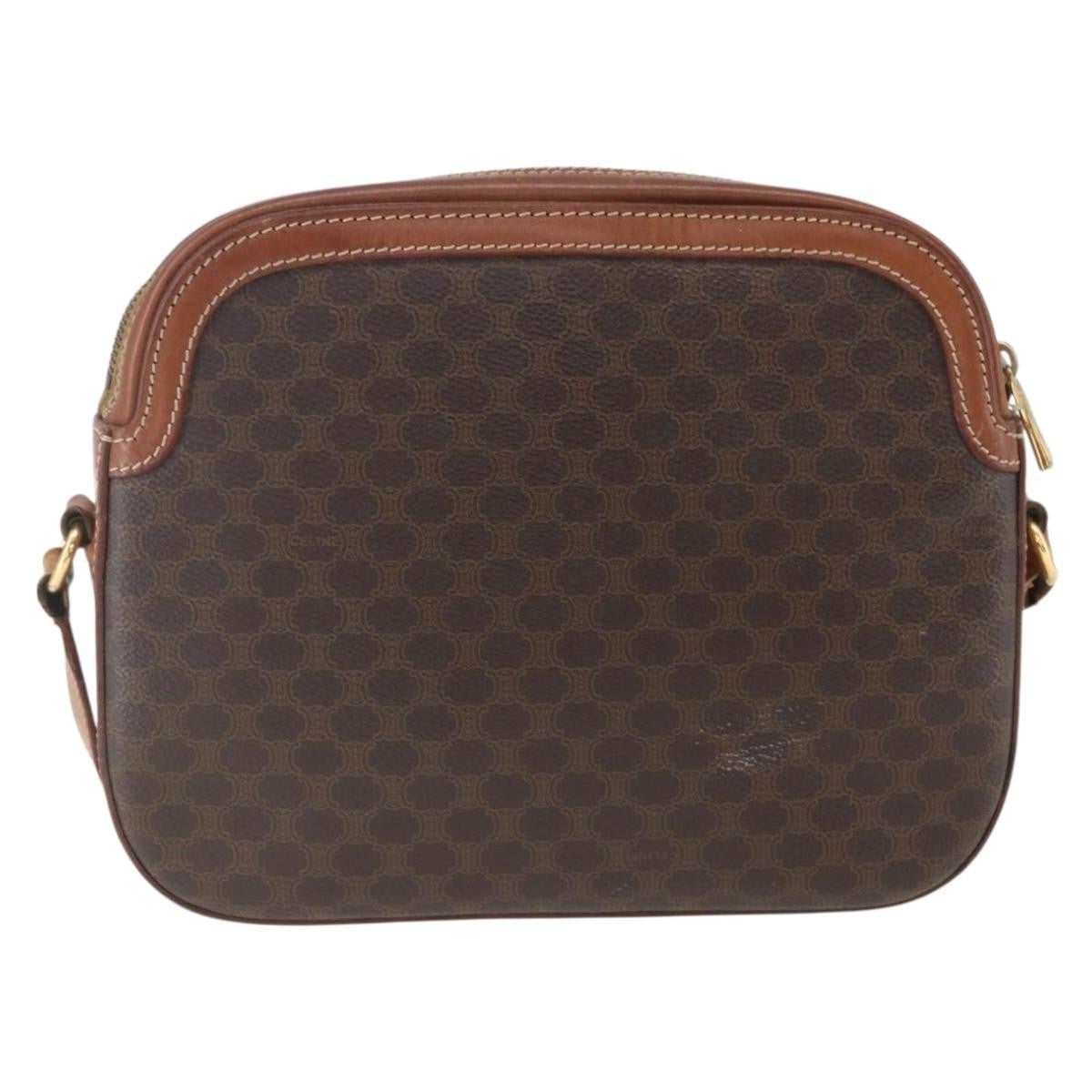 Celine Vintage Macadam Shoulder Bag Canvas And Leather Brown Canvas Shoulder Bag Bag