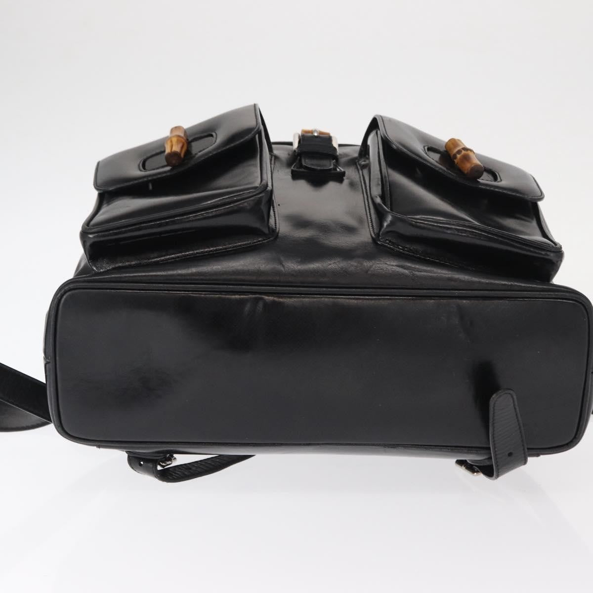 Gucci Vintage Bamboo Backpack Leather Black Leather Backpack Bag (Pre-Owned)