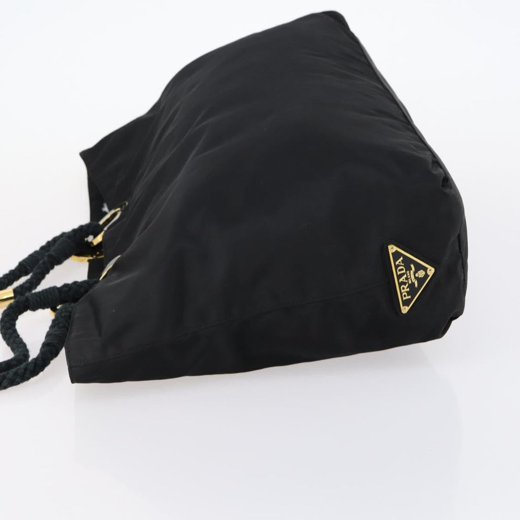 Prada Convertible Metal Handle Satchel Quilted Tessuto Black Nylon Tote Bag Bag