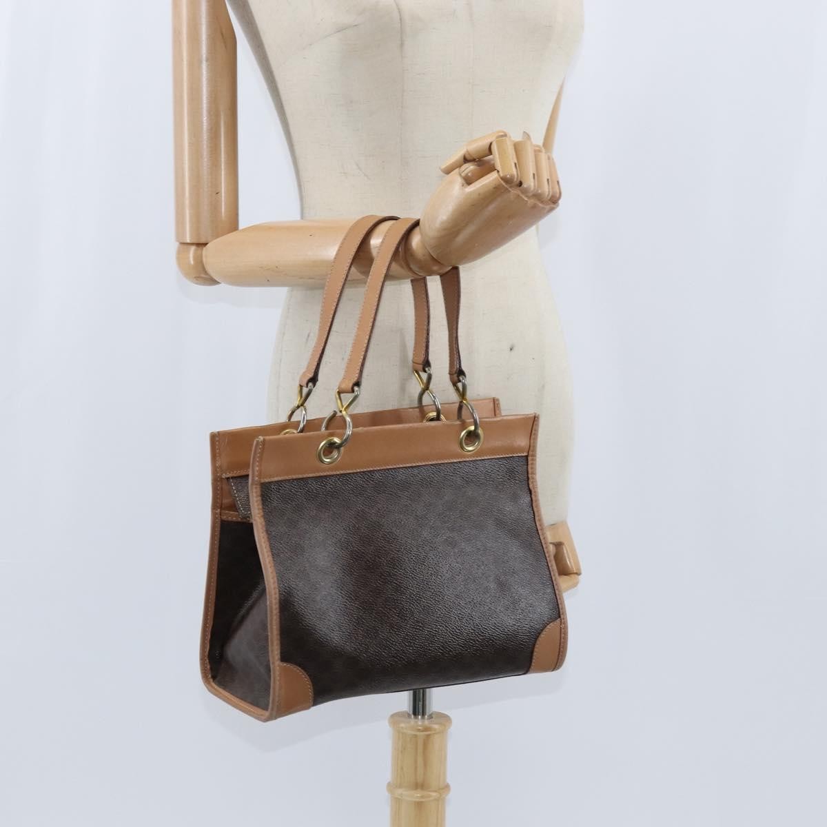 Celine Vintage Macadam Tote Bag Canvas Brown Canvas Tote Bag Bag