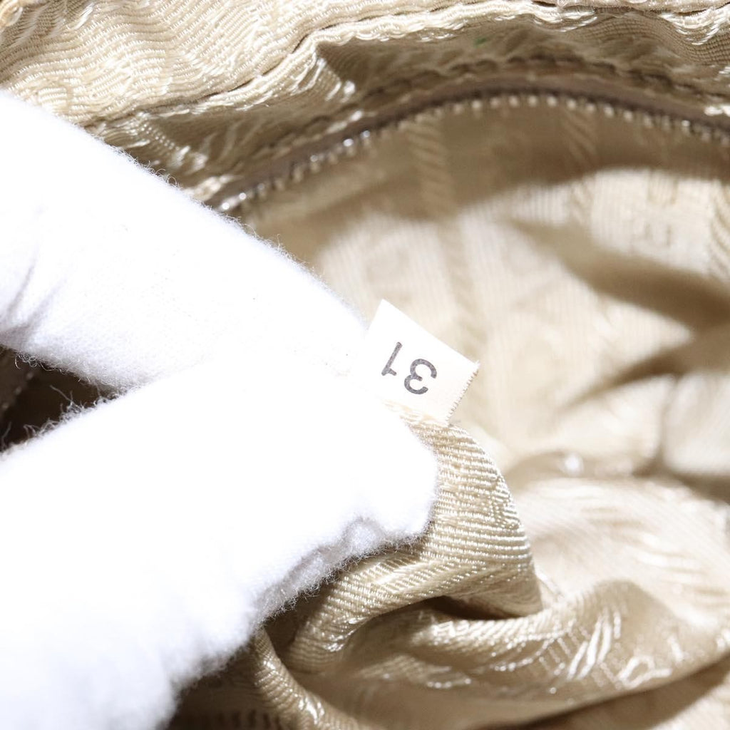 Prada Bauletto Bag Canvas With Leather Beige Canvas Bag