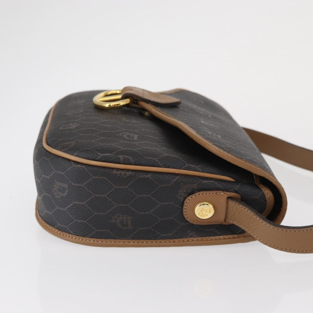 Christian Dior Vintage Honeycomb Flap Crossbody Bag Canvas And Leather Black Canvas Shoulder Bag Bag (Pre-Owned)