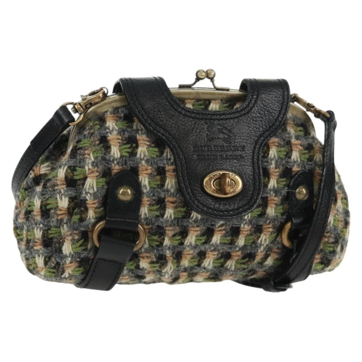 Burberry Blue Label Shoulder Bag Tweed Green Tweed Shoulder Bag