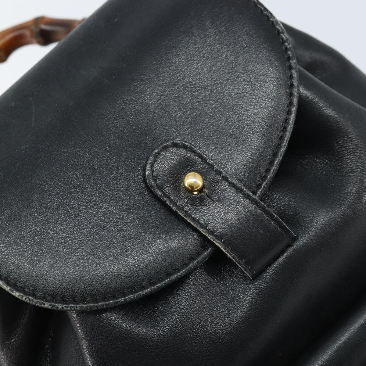 Gucci Vintage Bamboo Backpack Leather Black Leather Backpack Bag (Pre-Owned)