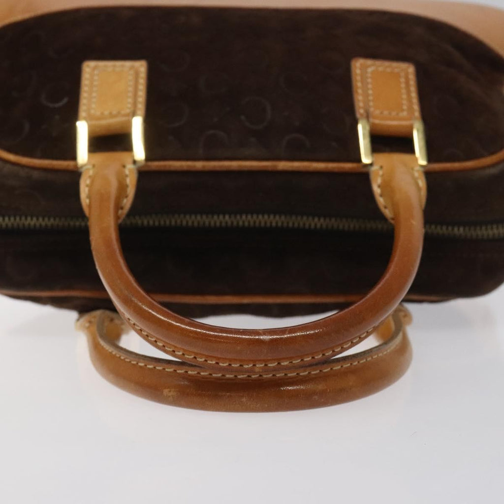 Celine C Macadam Handbag Suede And Leather Brown Suede Handbag