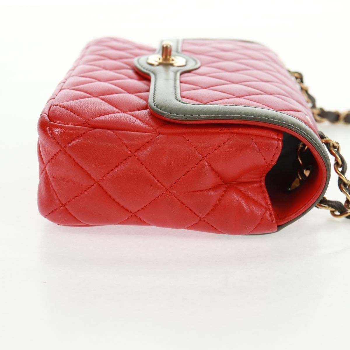 Chanel Two Tone Flap Bag Quilted Lambskin Red Leather Shoulder Bag Bag