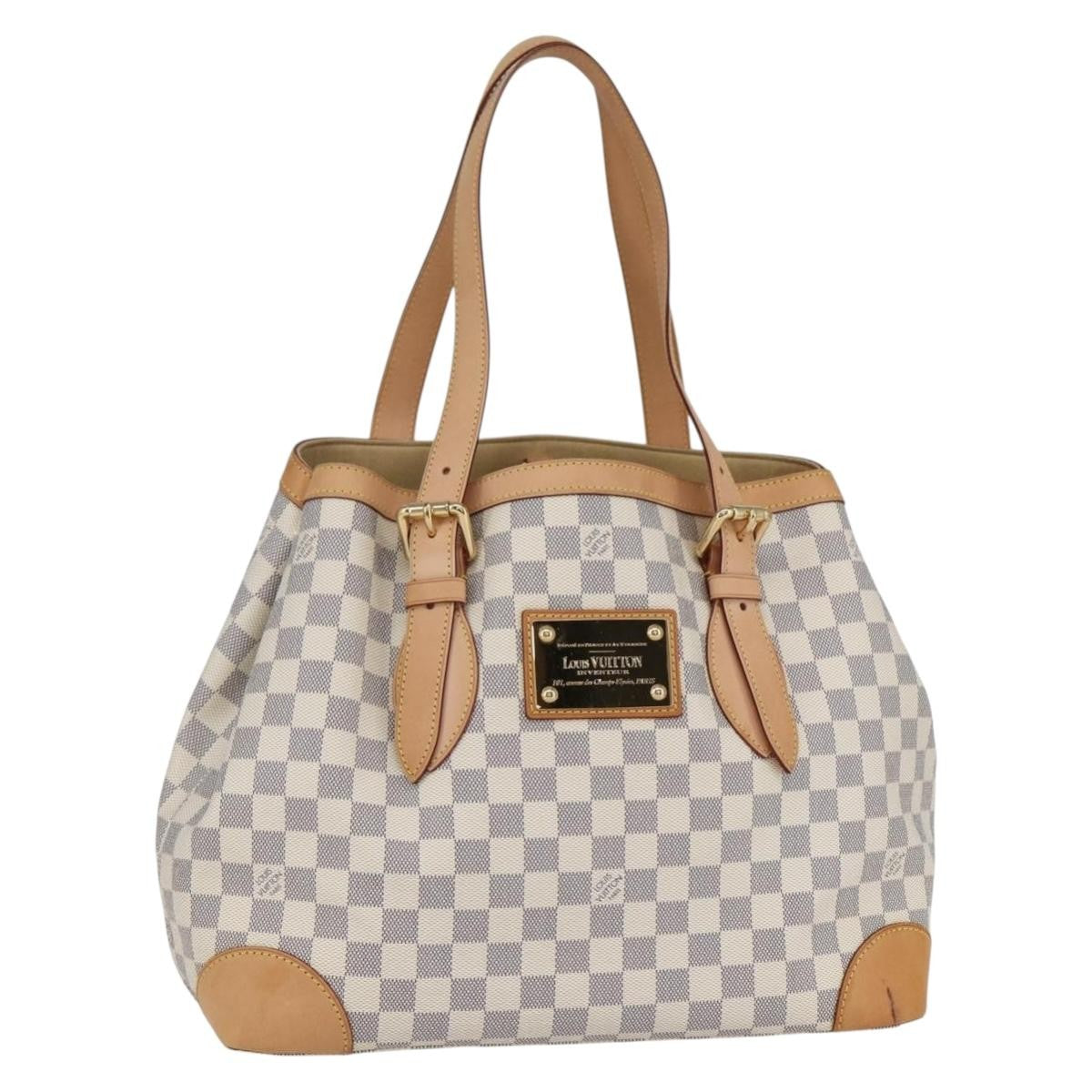 Louis Vuitton Hampstead Handbag Damier White Canvas Tote Bag