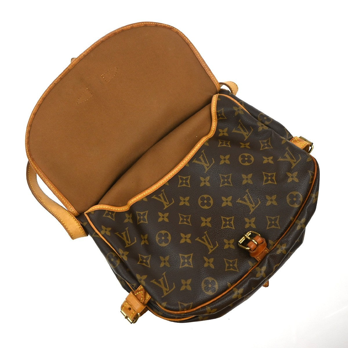 Louis Vuitton Saumur Handbag Monogram Canvas Brown Canvas Shoulder Bag