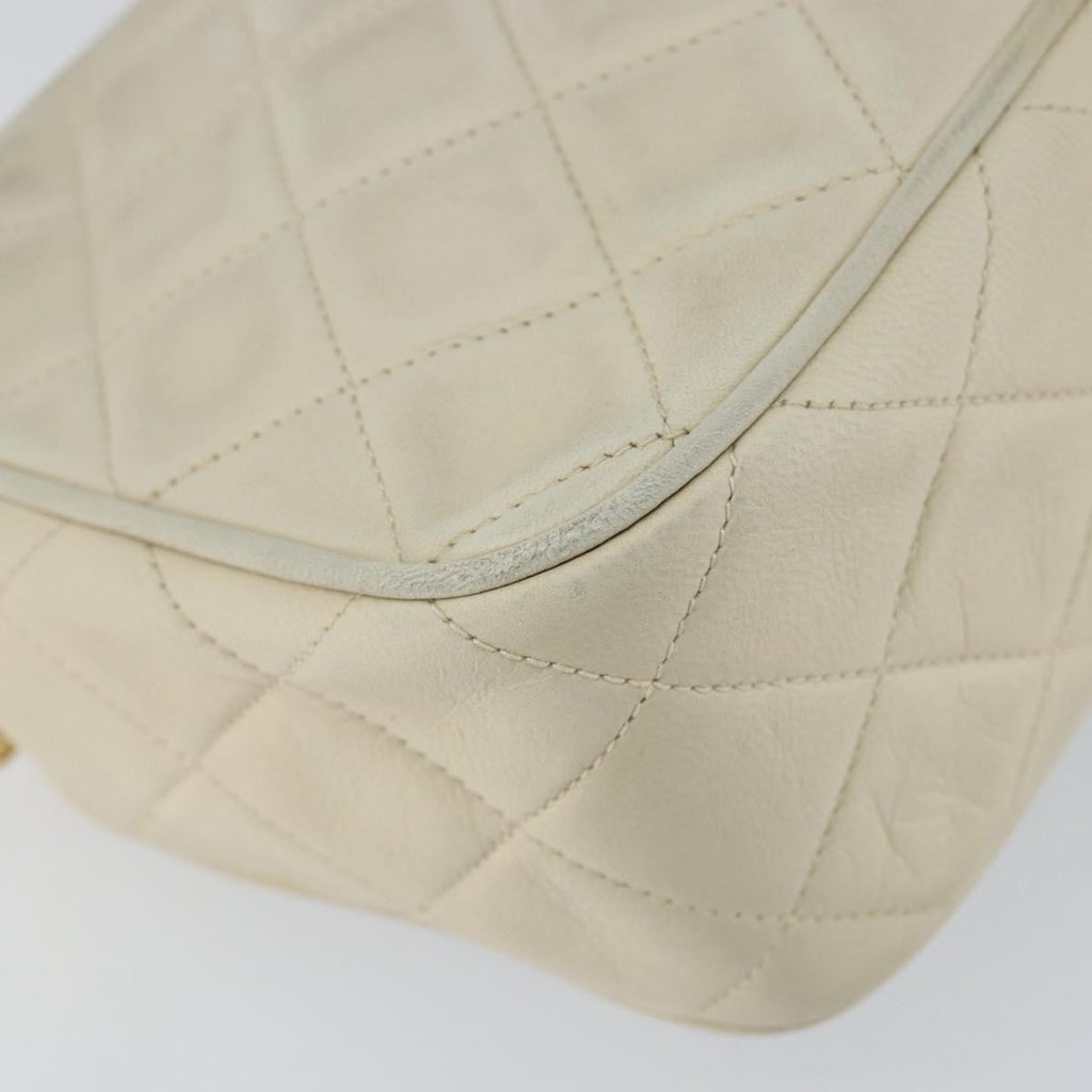 Chanel Vintage Front Pocket Camera Bag Quilted Lambskin Beige Leather Shoulder Bag Bag