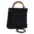 Gucci Vintage Bamboo Handle Bag Nylon Black Nylon Tote Bag Bag (Pre-Owned)