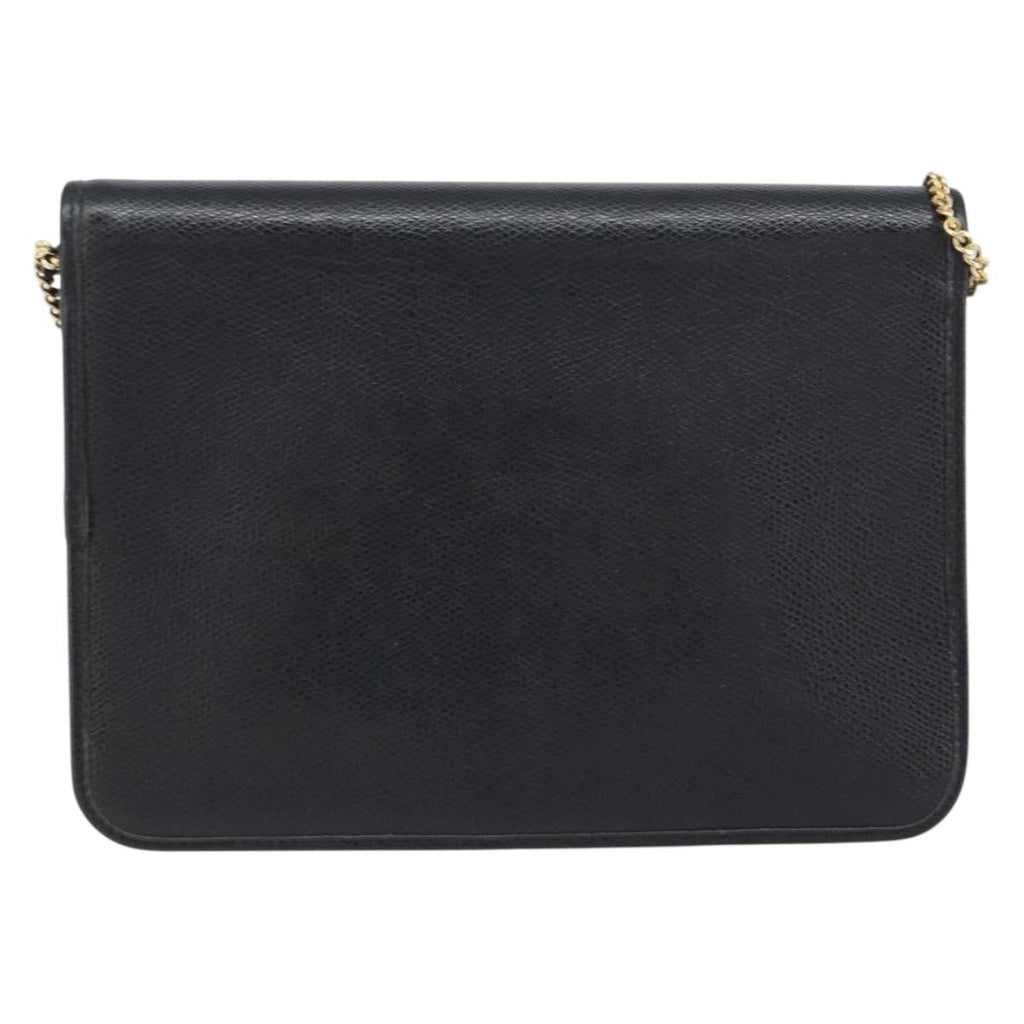 Christian Dior Vintage Cd Chain Flap Shoulder Bag Leather Black Leather Shoulder Bag Bag (Pre-Owned)