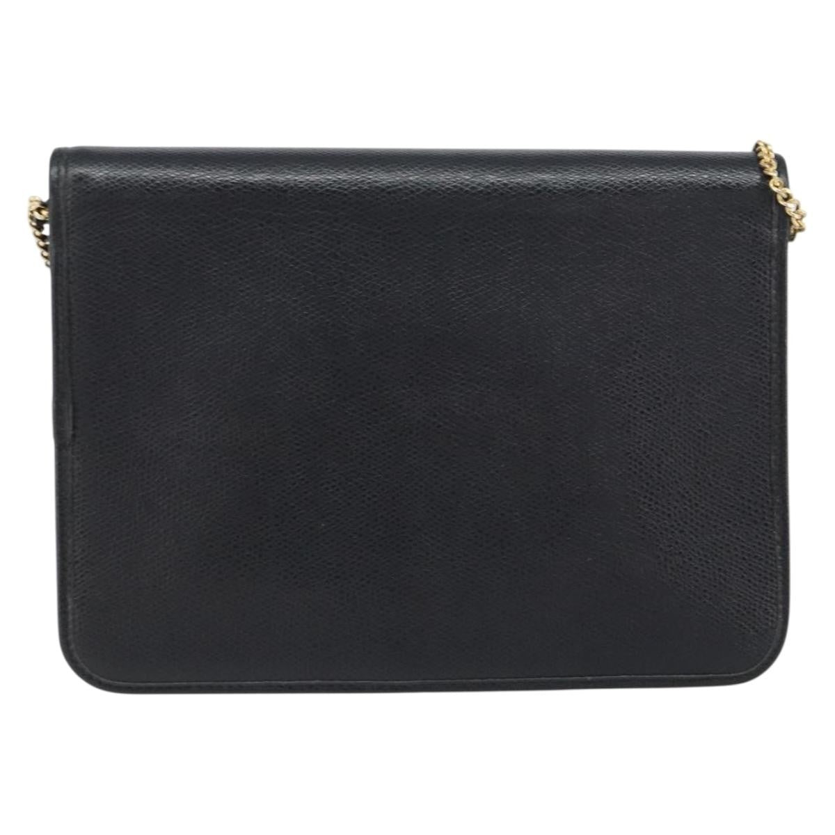 Christian Dior Vintage Cd Chain Flap Shoulder Bag Leather Black Leather Shoulder Bag Bag (Pre-Owned)