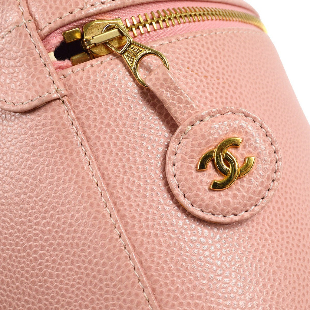 Chanel Vintage Timeless Cosmetic Case Caviar Pink Leather Clutche & Pouche Bag