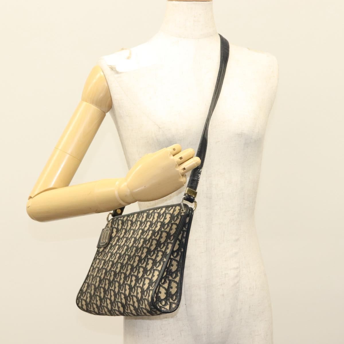 Christian Dior Vintage Trotter Shoulder Bag Canvas Navy Canvas Shoulder Bag Bag (Pre-Owned)