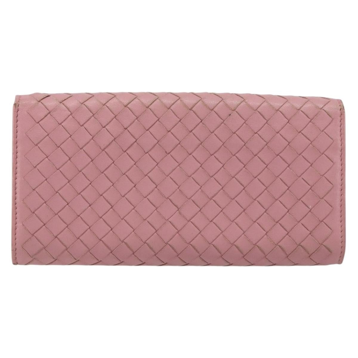 Bottega Veneta Intrecciato Long Zip  Wallet Leather Pink Leather Wallets Accessory