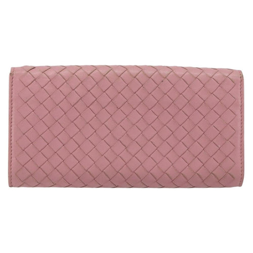 Bottega Veneta Intrecciato Long Zip  Wallet Leather Pink Leather Wallets Accessory