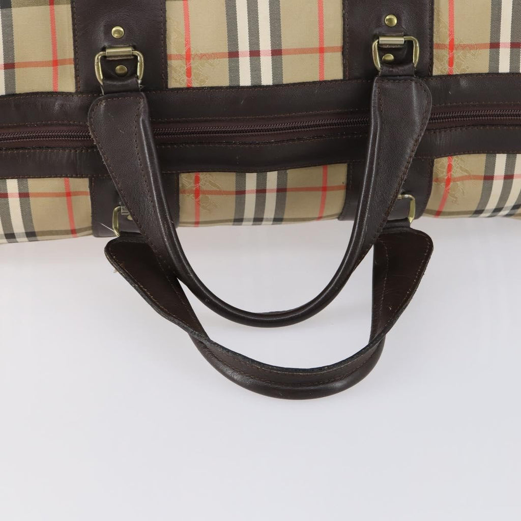 Burberry Vintage Duffle Bag Haymarket Canvas Beige Canvas Travel Bag