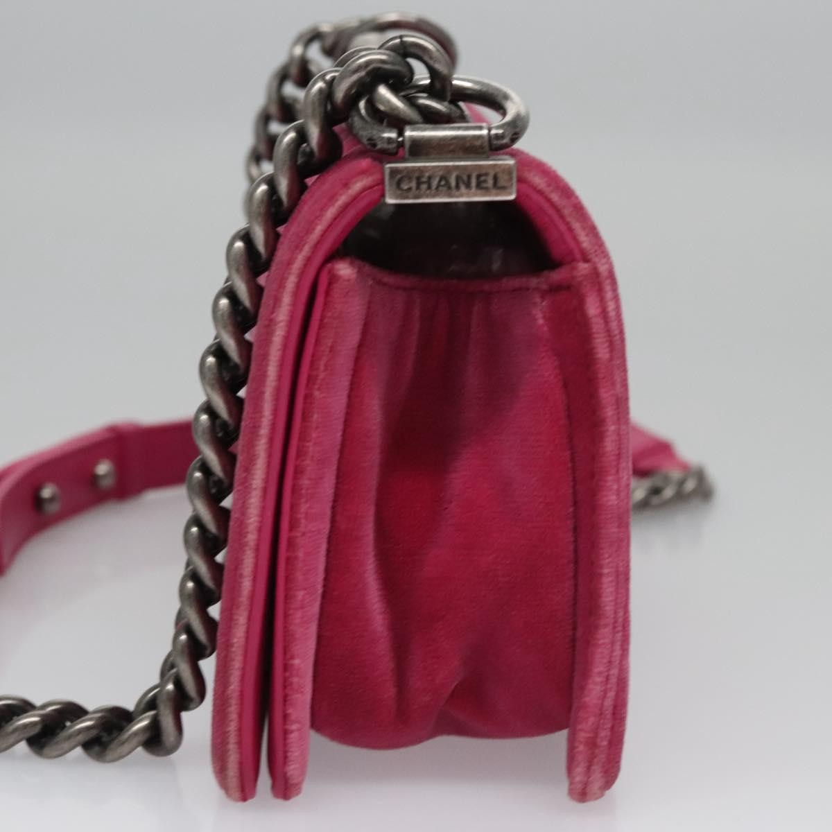 Chanel Boy Flap Bag Quilted Velvet Pink Velvet Shoulder Bag Bag