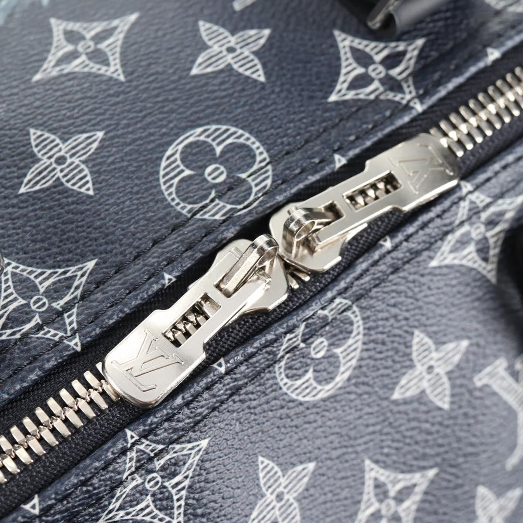 Louis Vuitton Keepall Bandouliere Bag Limited Edition Chapman Savane Monogram Canvas Navy Canvas Travel Bag