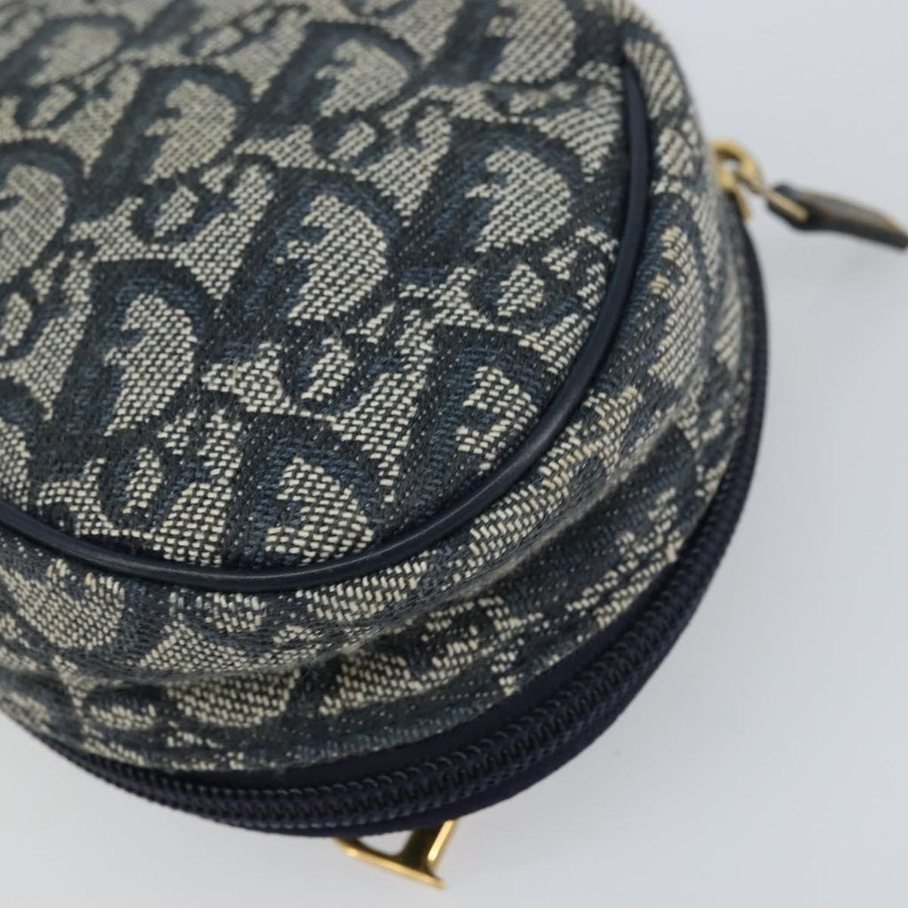 Christian Dior Vintage Saddle Coin Purse Diorissimo Canvas Navy Canvas Clutche & Pouche Bag (Pre-Owned)