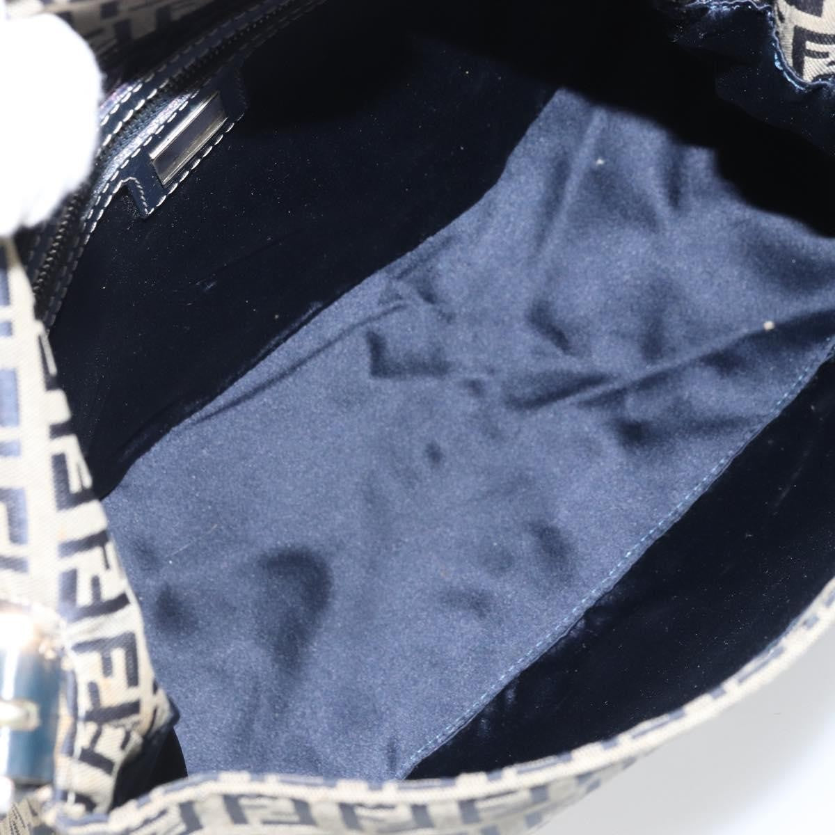 Fendi Mamma Baguette Zucchino Canvas Navy Canvas Shoulder Bag Bag