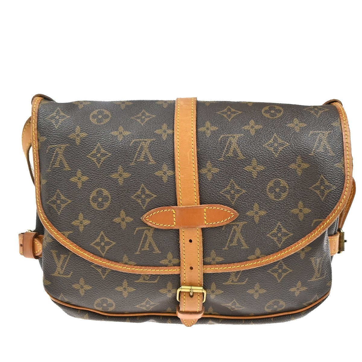 Louis Vuitton Saumur Handbag Monogram Canvas Brown Canvas Shoulder Bag