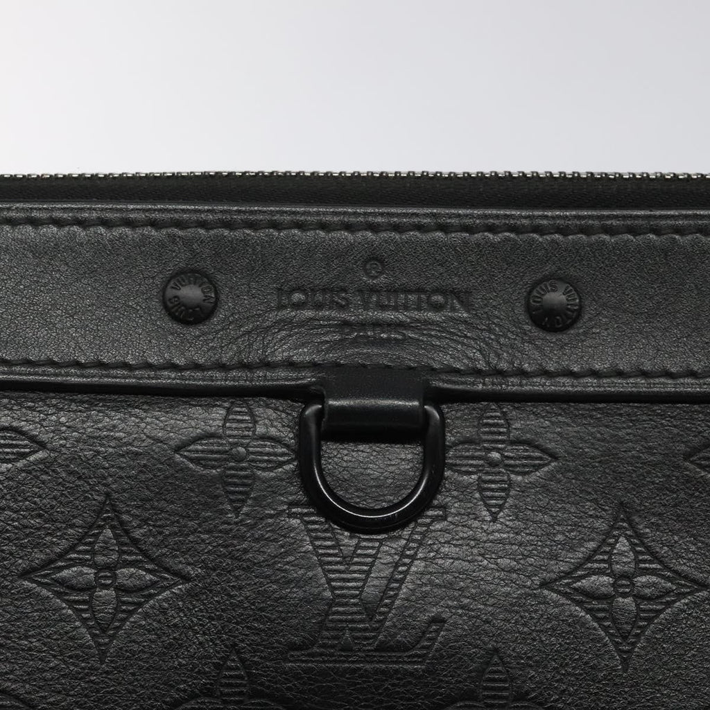 Louis Vuitton Discovery Pochette Monogram Shadow Leather Black Leather Bag