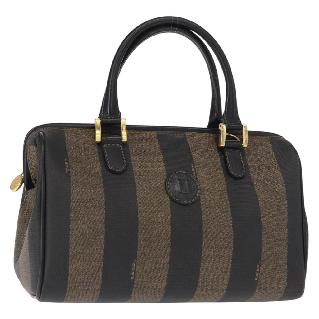 Fendi Vintage Pequin Convertible Boston Bag Coated Canvas Brown Canvas Travel Bag Bag