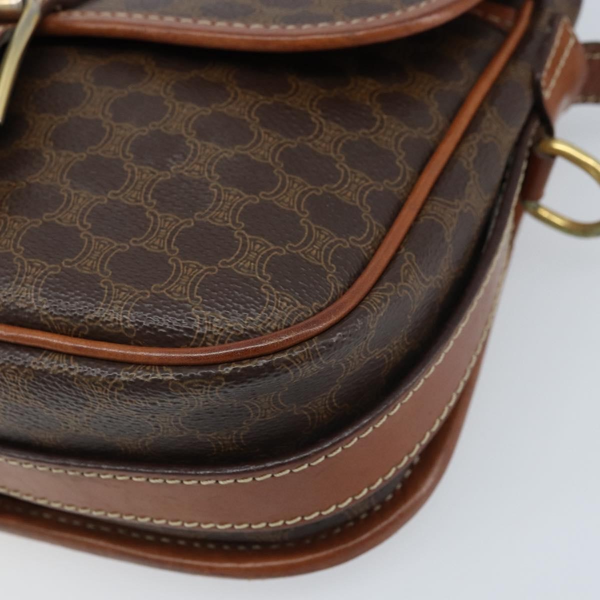 Celine Vintage Macadam Shoulder Bag Canvas And Leather Brown Pvc Shoulder Bag Bag