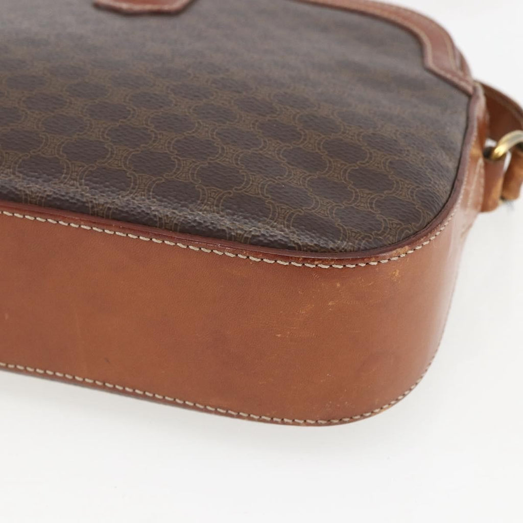 Celine Vintage Macadam Shoulder Bag Canvas And Leather Brown Canvas Shoulder Bag Bag