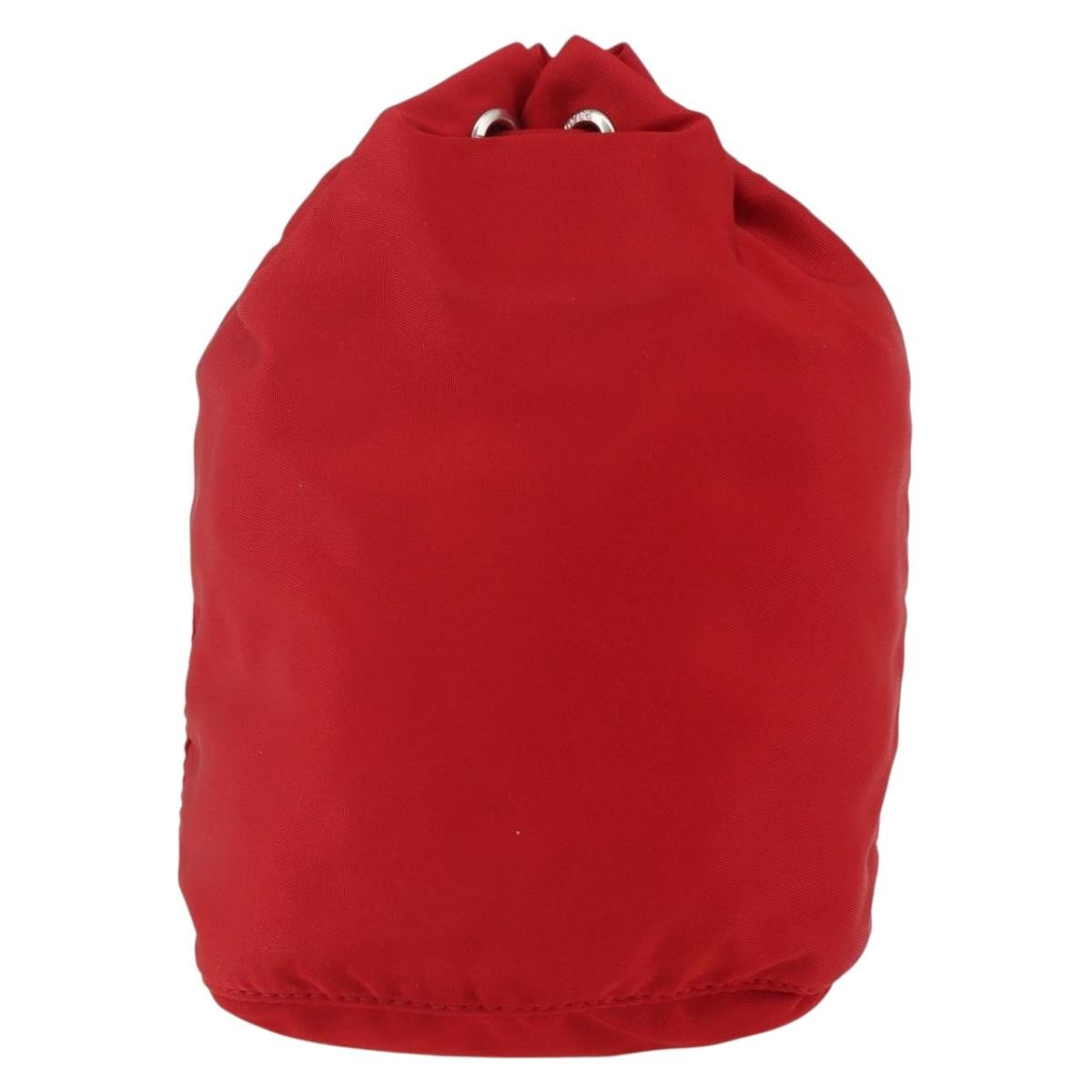 Prada Drawstring Wristlet Bucket Bag Tessuto Red Nylon Clutche & Pouche Bag