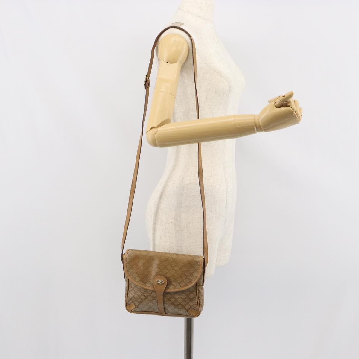 Celine Vintage Macadam Shoulder Bag Canvas And Leather Beige Canvas Shoulder Bag Bag